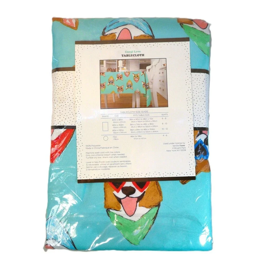 Corgi Love Table Cloth Dogs Sunglasses Summer Bouffants & Broken Hearts 60 x 120
